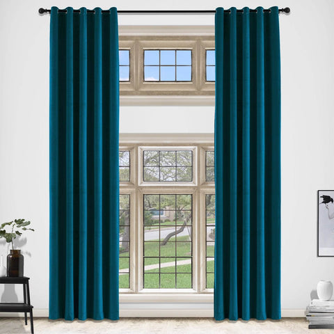 MJ11 Extra Long Soft Velvet Blackout Drapes For Loft Living Room Grommet - Cololeaf