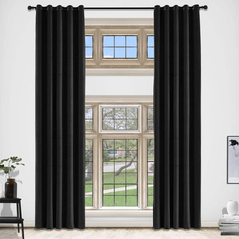 MJ11 Extra Long Soft Velvet Blackout Drapes For Loft Living Room Grommet - Cololeaf