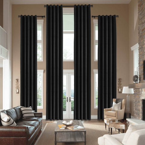 MJ11 Extra Long Soft Velvet Blackout Drapes For Loft Living Room Grommet - Cololeaf