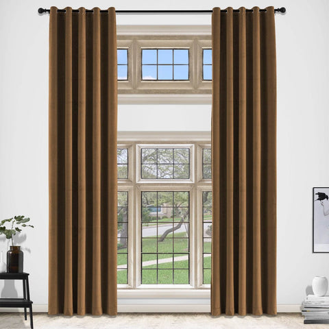 MJ11 Extra Long Soft Velvet Blackout Drapes For Loft Living Room Grommet - Cololeaf