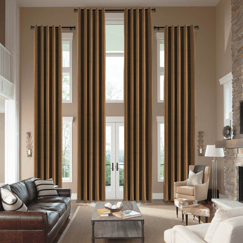 MJ11 Extra Long Soft Velvet Blackout Drapes For Loft Living Room Grommet - Cololeaf