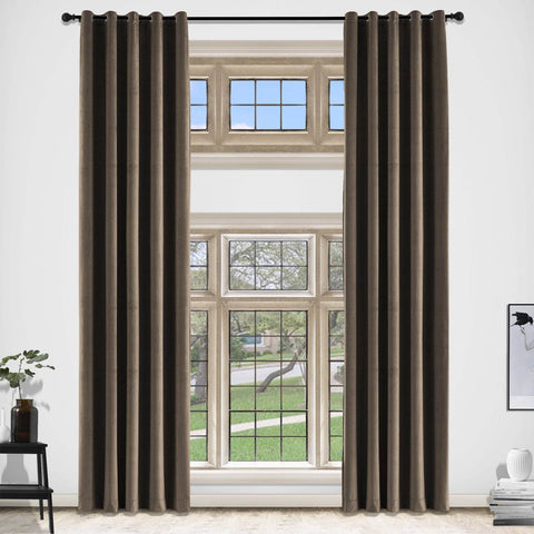 MJ11 Extra Long Soft Velvet Blackout Drapes For Loft Living Room Grommet - Cololeaf