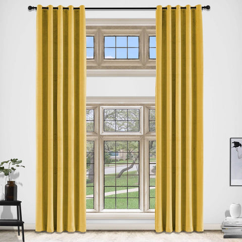 MJ11 Extra Long Soft Velvet Blackout Drapes For Loft Living Room Grommet - Cololeaf