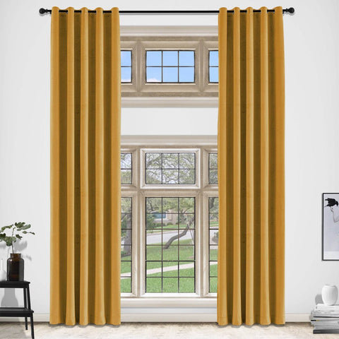 MJ11 Extra Long Soft Velvet Blackout Drapes For Loft Living Room Grommet - Cololeaf