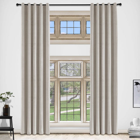 MJ11 Extra Long Soft Velvet Blackout Drapes For Loft Living Room Grommet - Cololeaf
