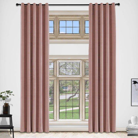 MJ11 Extra Long Soft Velvet Blackout Drapes For Loft Living Room Grommet - Cololeaf