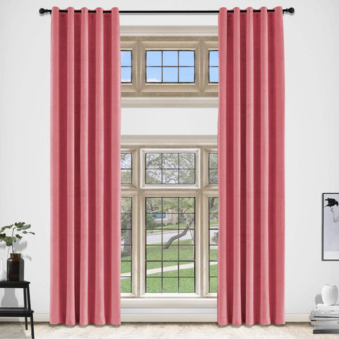 MJ11 Extra Long Soft Velvet Blackout Drapes For Loft Living Room Grommet - Cololeaf