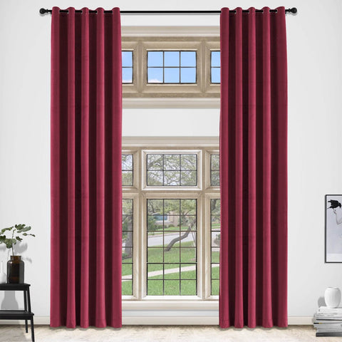 MJ11 Extra Long Soft Velvet Blackout Drapes For Loft Living Room Grommet - Cololeaf