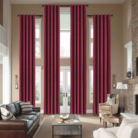 MJ11 Extra Long Soft Velvet Blackout Drapes For Loft Living Room Grommet - Cololeaf