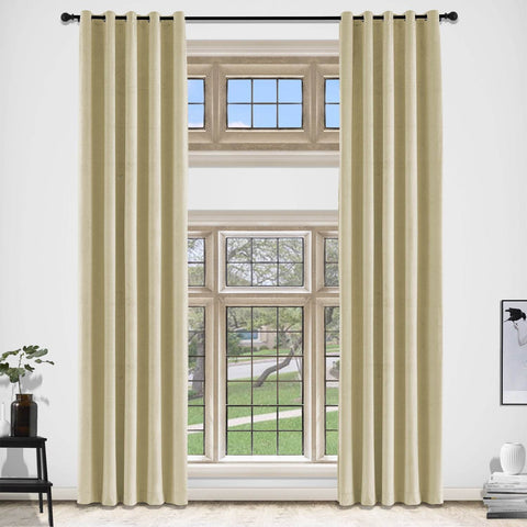 MJ11 Extra Long Soft Velvet Blackout Drapes For Loft Living Room Grommet - Cololeaf