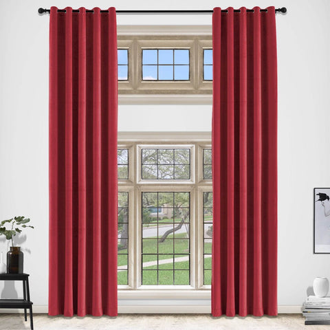MJ11 Extra Long Soft Velvet Blackout Drapes For Loft Living Room Grommet - Cololeaf