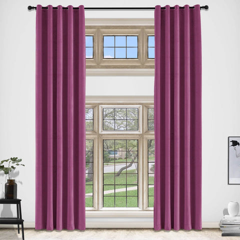 MJ11 Extra Long Soft Velvet Blackout Drapes For Loft Living Room Grommet - Cololeaf