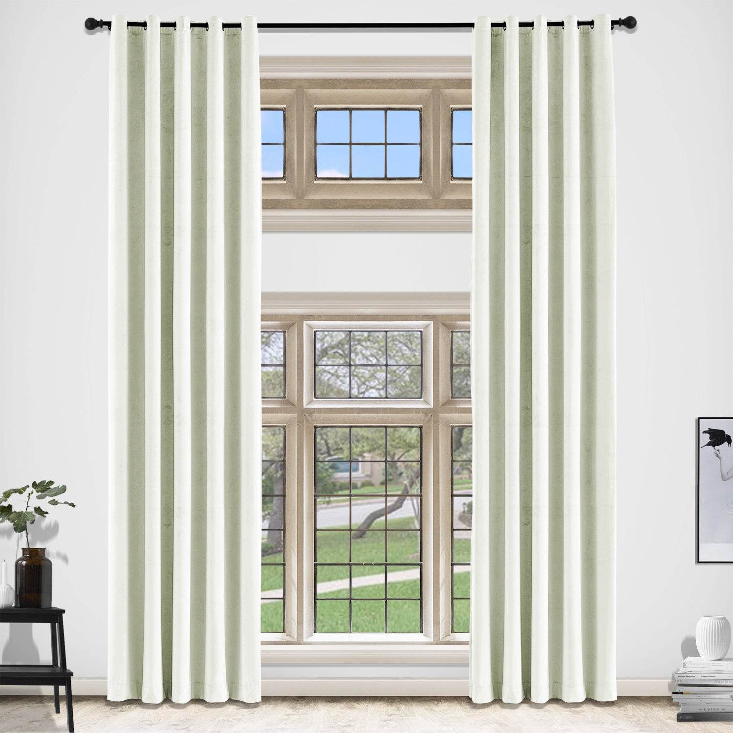 MJ11 Extra Long Soft Velvet Blackout Drapes For Loft Living Room Grommet - Cololeaf