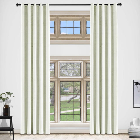 MJ11 Extra Long Soft Velvet Blackout Drapes For Loft Living Room Grommet - Cololeaf