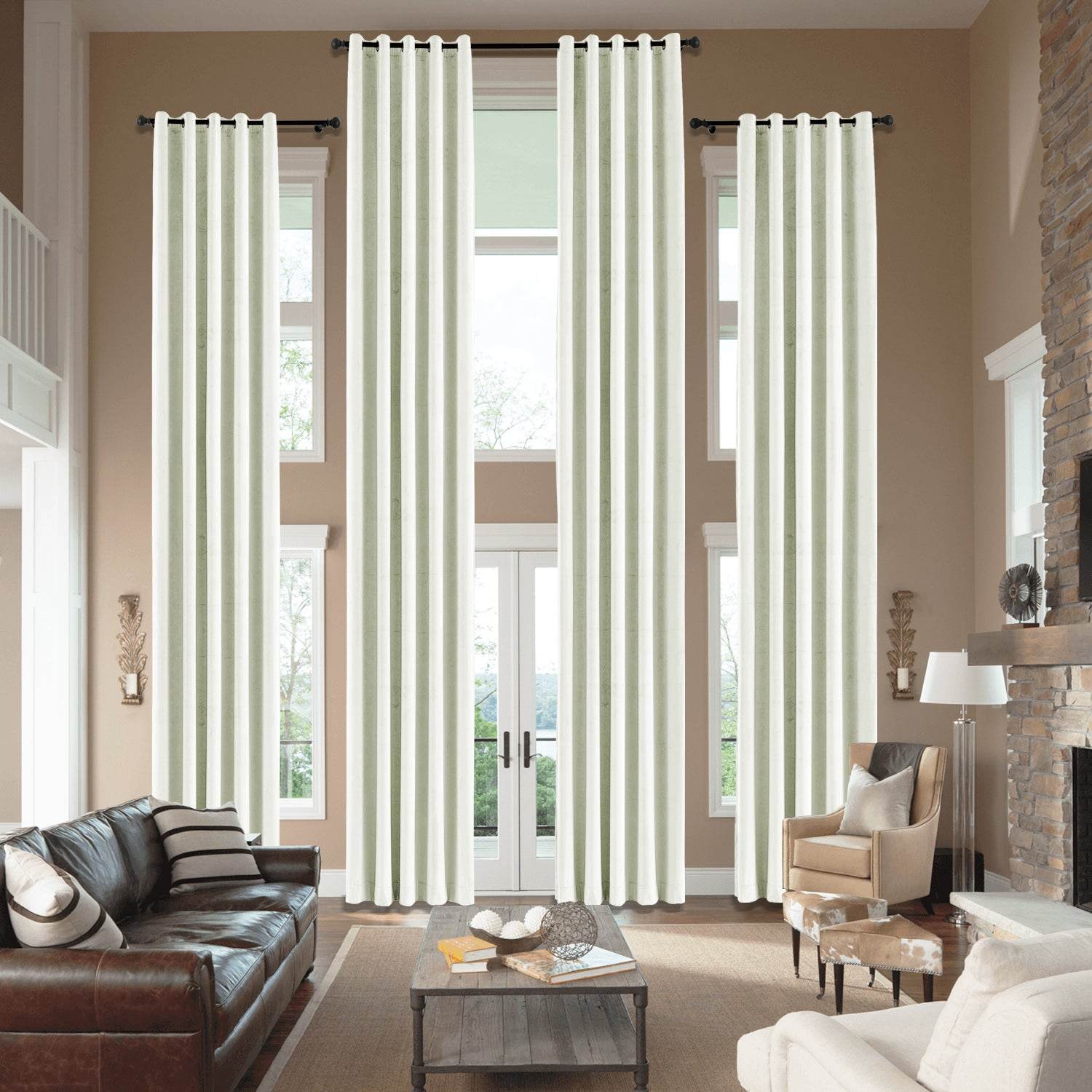 MJ11 Extra Long Soft Velvet Blackout Drapes For Loft Living Room Grommet - Cololeaf