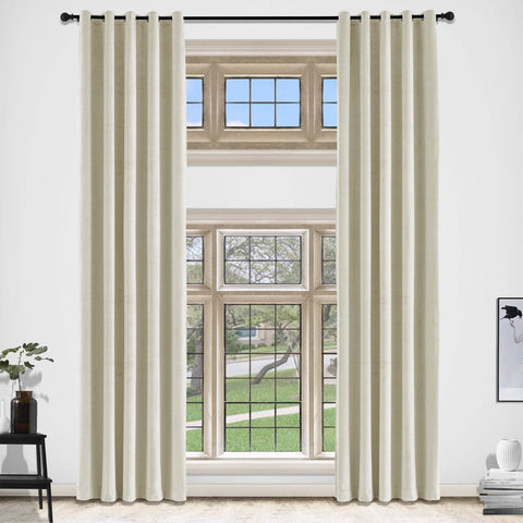 MJ11 Extra Long Soft Velvet Blackout Drapes For Loft Living Room Grommet - Cololeaf
