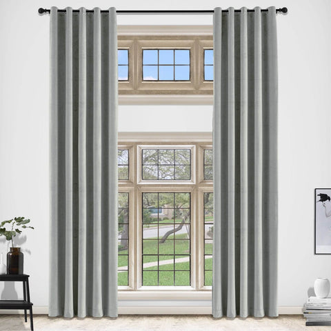 MJ11 Extra Long Soft Velvet Blackout Drapes For Loft Living Room Grommet - Cololeaf