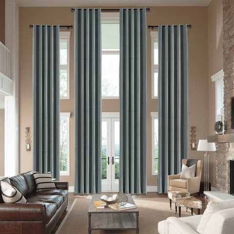MJ11 Extra Long Soft Velvet Blackout Drapes For Loft Living Room Grommet - Cololeaf