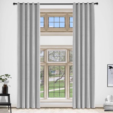 MJ11 Extra Long Soft Velvet Blackout Drapes For Loft Living Room Grommet - Cololeaf