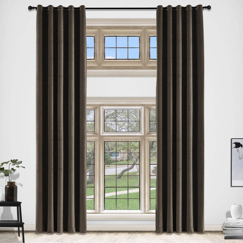 MJ11 Extra Long Soft Velvet Blackout Drapes For Loft Living Room Grommet - Cololeaf