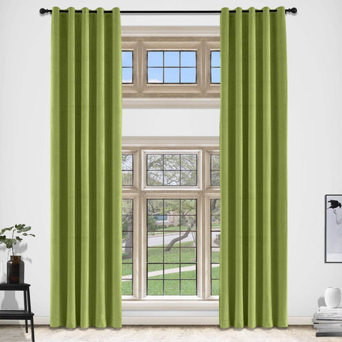 MJ11 Extra Long Soft Velvet Blackout Drapes For Loft Living Room Grommet - Cololeaf