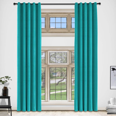 MJ11 Extra Long Soft Velvet Blackout Drapes For Loft Living Room Grommet - Cololeaf