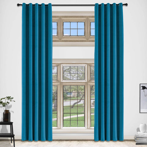 MJ11 Extra Long Soft Velvet Blackout Drapes For Loft Living Room Grommet - Cololeaf