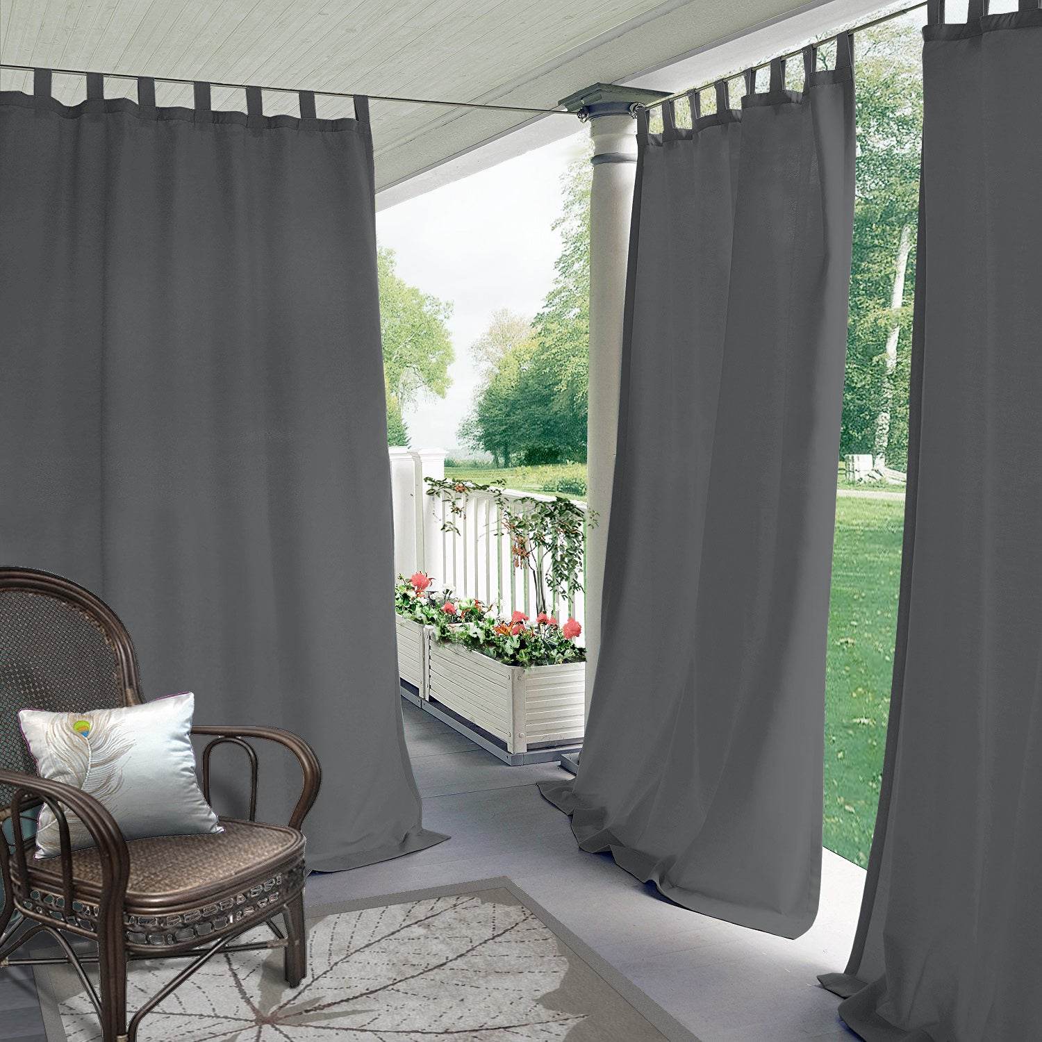 Rose Outdoor Curtains, Waterproof Thermal Insulated Blackout, Tab Top - Cololeaf