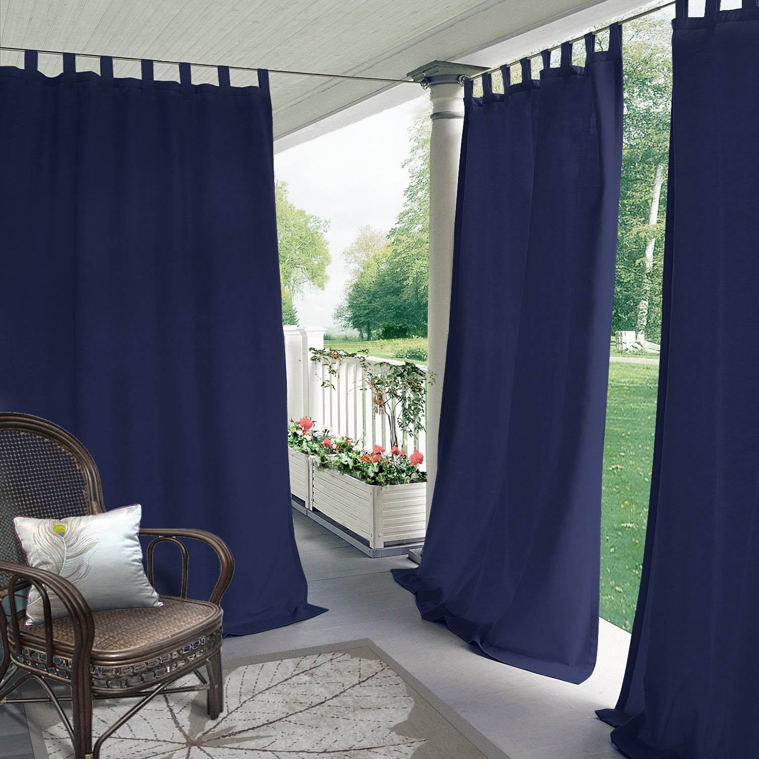 Rose Outdoor Curtains, Waterproof Thermal Insulated Blackout, Tab Top - Cololeaf