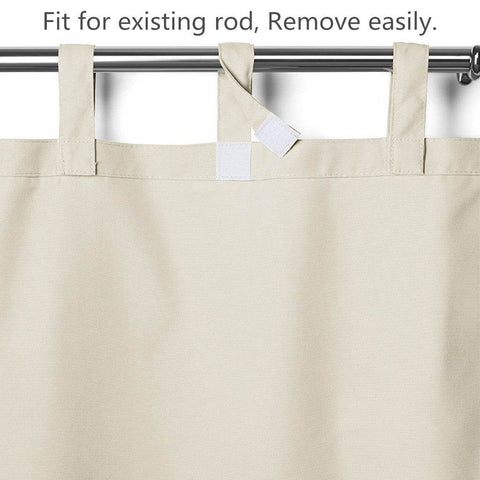 Rose Outdoor Curtains, Waterproof Thermal Insulated Blackout, Tab Top Velcro Detachable - Cololeaf
