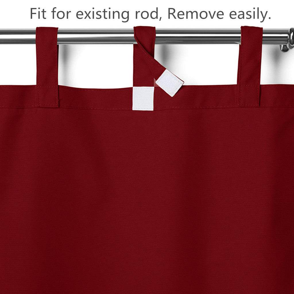 Rose Outdoor Curtains, Waterproof Thermal Insulated Blackout, Tab Top Velcro Detachable - Cololeaf