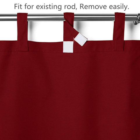 Rose Outdoor Curtains, Waterproof Thermal Insulated Blackout, Tab Top Velcro Detachable - Cololeaf