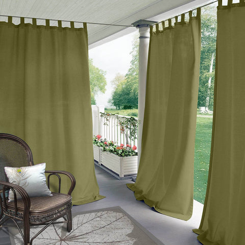 Rose Outdoor Curtains, Waterproof Thermal Insulated Blackout, Tab Top - Cololeaf