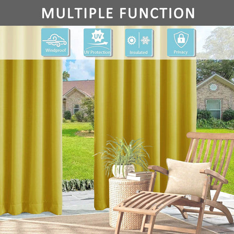 Rose Outdoor Curtains, Waterproof Thermal Insulated Blackout, Tab Top Velcro Detachable - Cololeaf