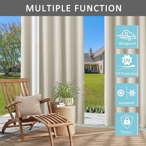 Rose Outdoor Curtains Waterproof Thermal Insulated Blackout Grommets At The Top and Bottom - Cololeaf