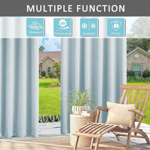 Rose Outdoor Curtains, Waterproof Thermal Insulated Blackout, Tab Top Velcro Detachable - Cololeaf