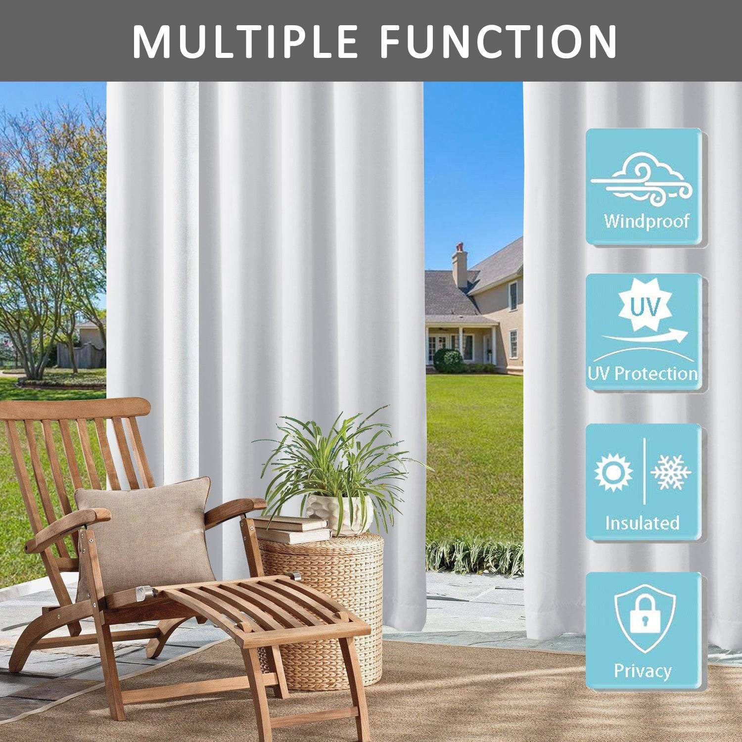 Rose Outdoor Curtains Waterproof Thermal Insulated Blackout Grommets At The Top and Bottom - Cololeaf