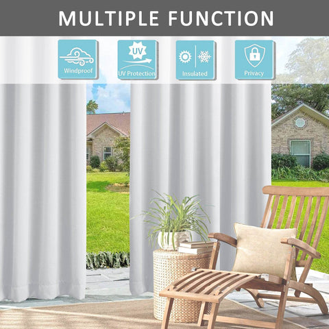 Rose Outdoor Curtains, Waterproof Thermal Insulated Blackout, Tab Top Velcro Detachable - Cololeaf