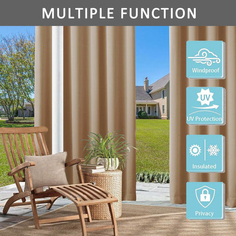 Rose Extra Wide Outdoor Curtains Waterproof Thermal Insulated Blackout Top Grommet - Cololeaf
