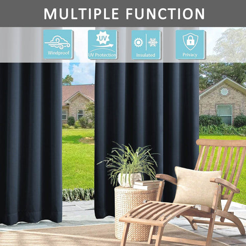 Rose Outdoor Curtains, Waterproof Thermal Insulated Blackout, Tab Top Velcro Detachable - Cololeaf