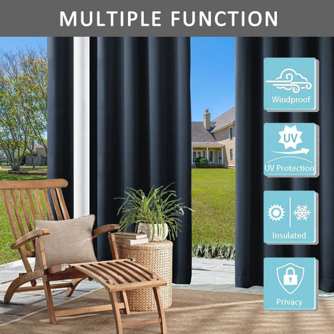 Rose Outdoor Curtains Waterproof Thermal Insulated Blackout Grommets At The Top and Bottom - Cololeaf
