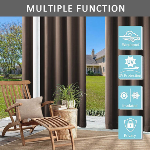 Rose Outdoor Curtains Waterproof Thermal Insulated Blackout Grommets At The Top and Bottom - Cololeaf