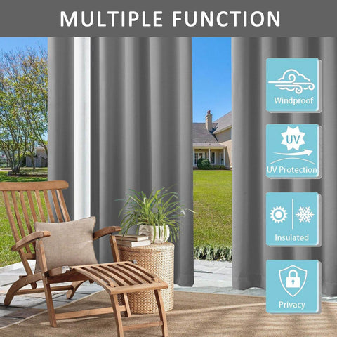 Rose Outdoor Curtains Waterproof Thermal Insulated Blackout Grommets At The Top and Bottom - Cololeaf