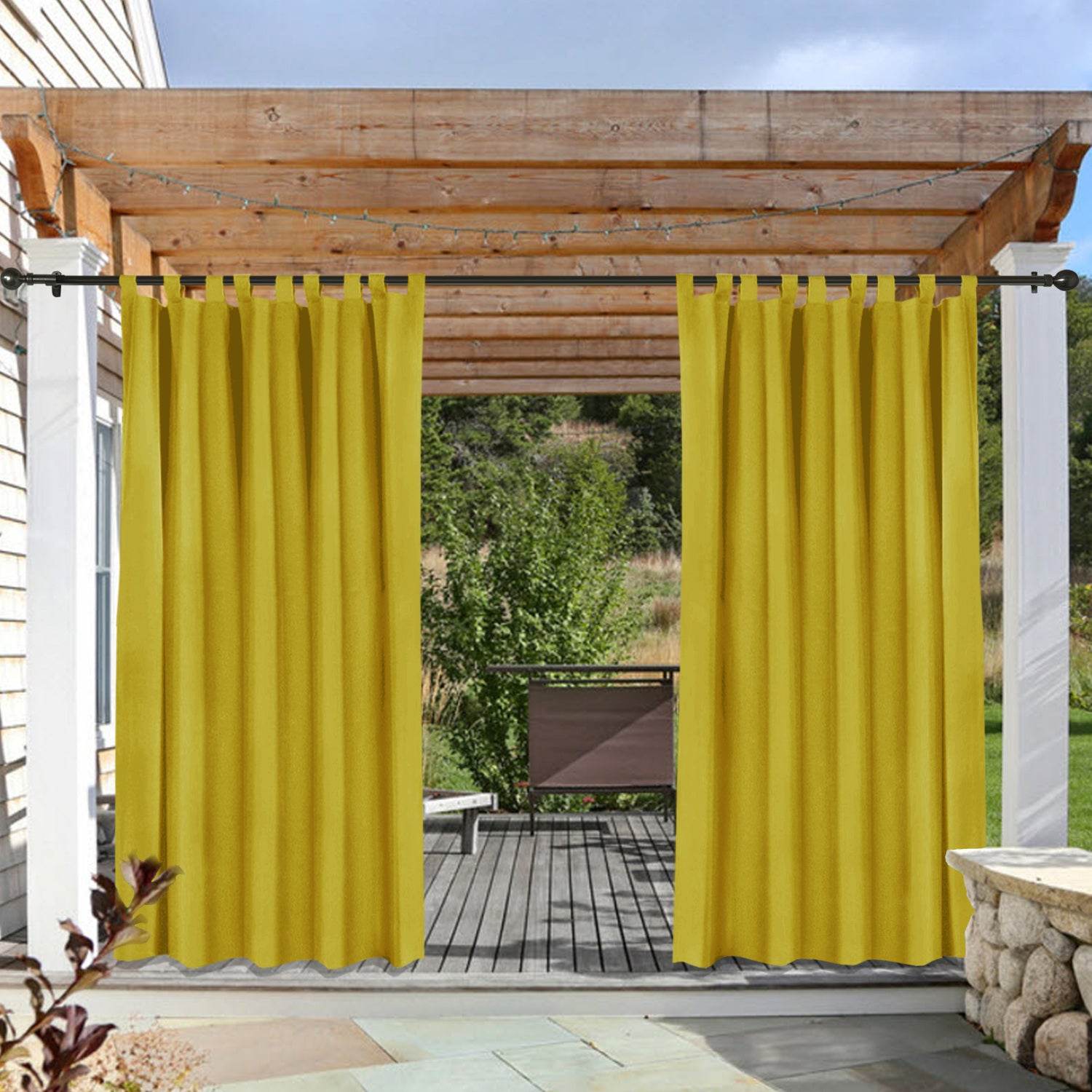 Rose Outdoor Curtains, Waterproof Thermal Insulated Blackout, Tab Top Velcro Detachable - Cololeaf