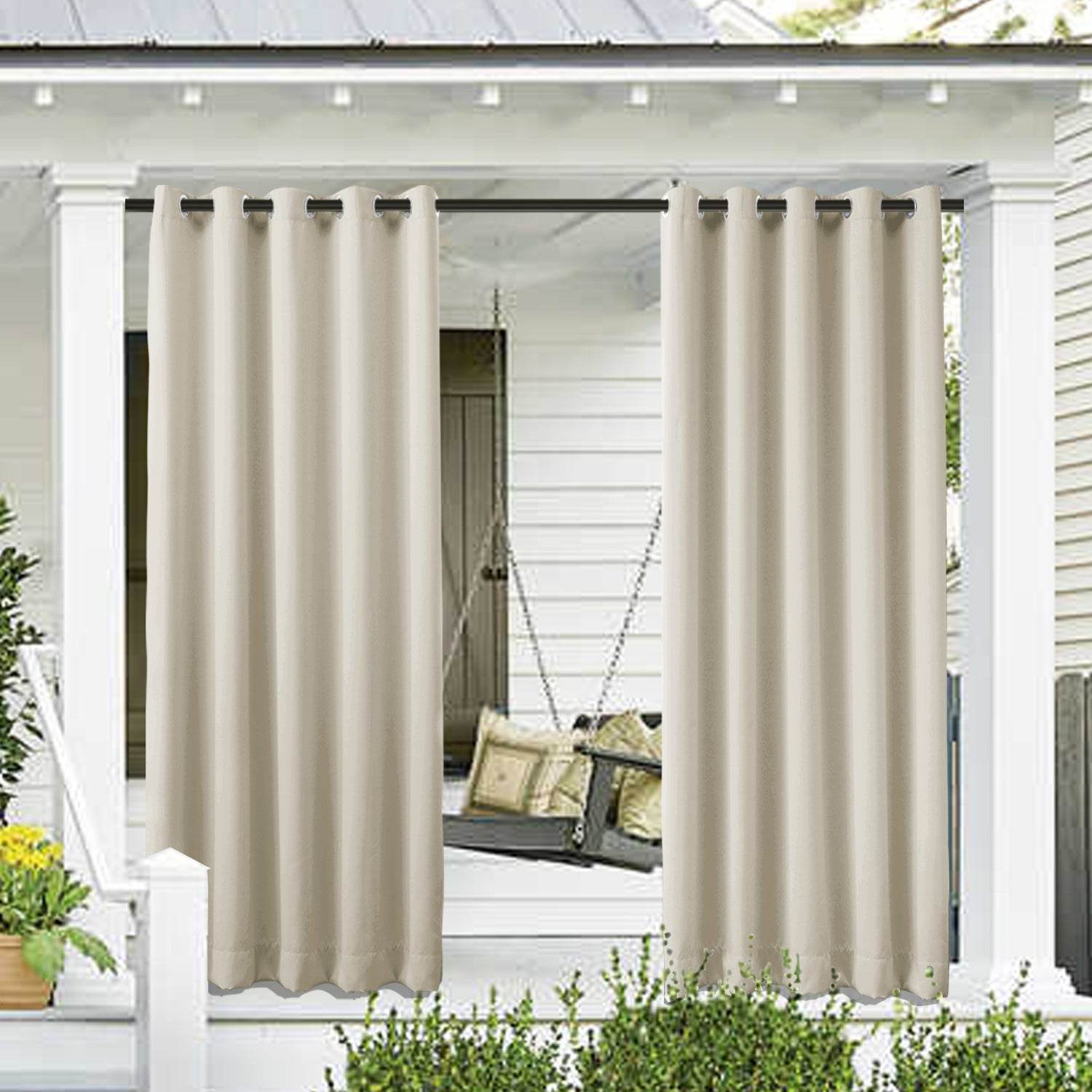 Rose Extra Wide Outdoor Curtains Waterproof Thermal Insulated Blackout Top Grommet - Cololeaf