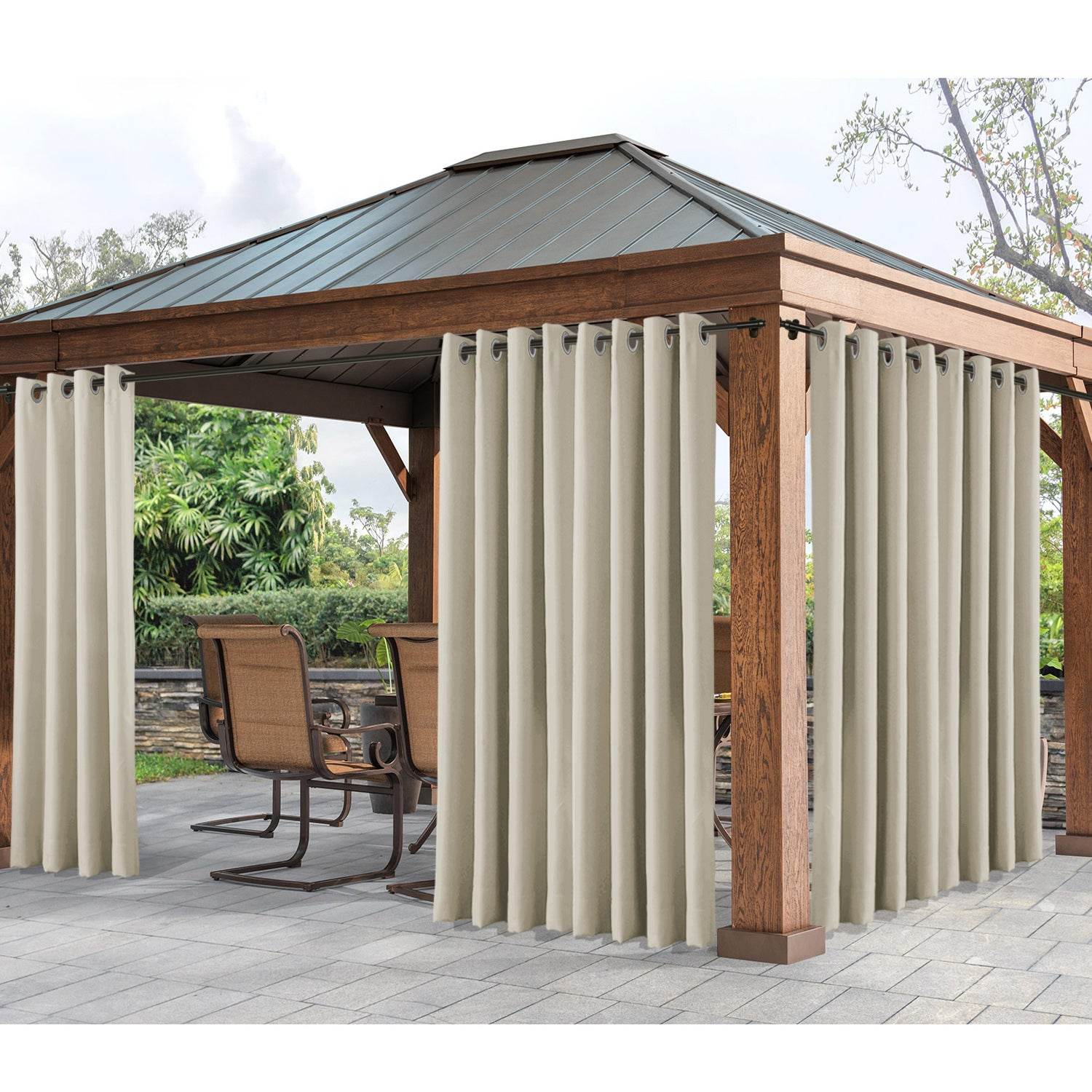 Rose Extra Wide Outdoor Curtains Waterproof Thermal Insulated Blackout Top Grommet - Cololeaf