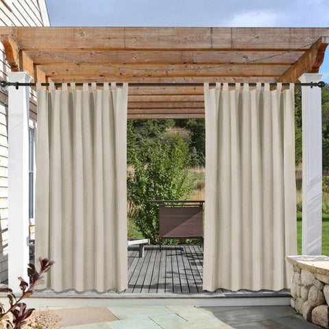 Rose Outdoor Curtains, Waterproof Thermal Insulated Blackout, Tab Top Velcro Detachable - Cololeaf