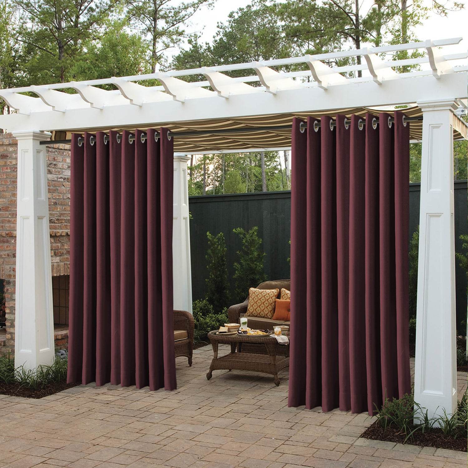 Rose Extra Wide Outdoor Curtains Waterproof Thermal Insulated Blackout Top Grommet - Cololeaf