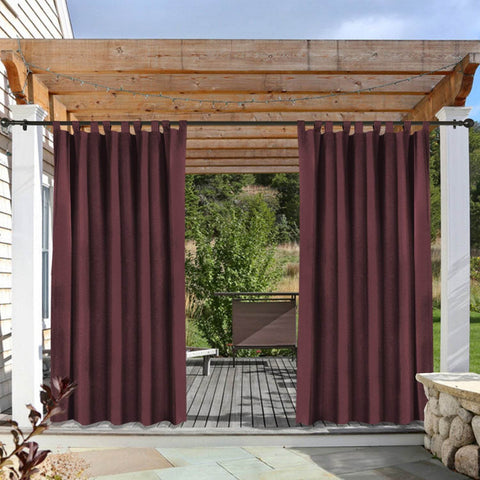 Rose Outdoor Curtains, Waterproof Thermal Insulated Blackout, Tab Top Velcro Detachable - Cololeaf