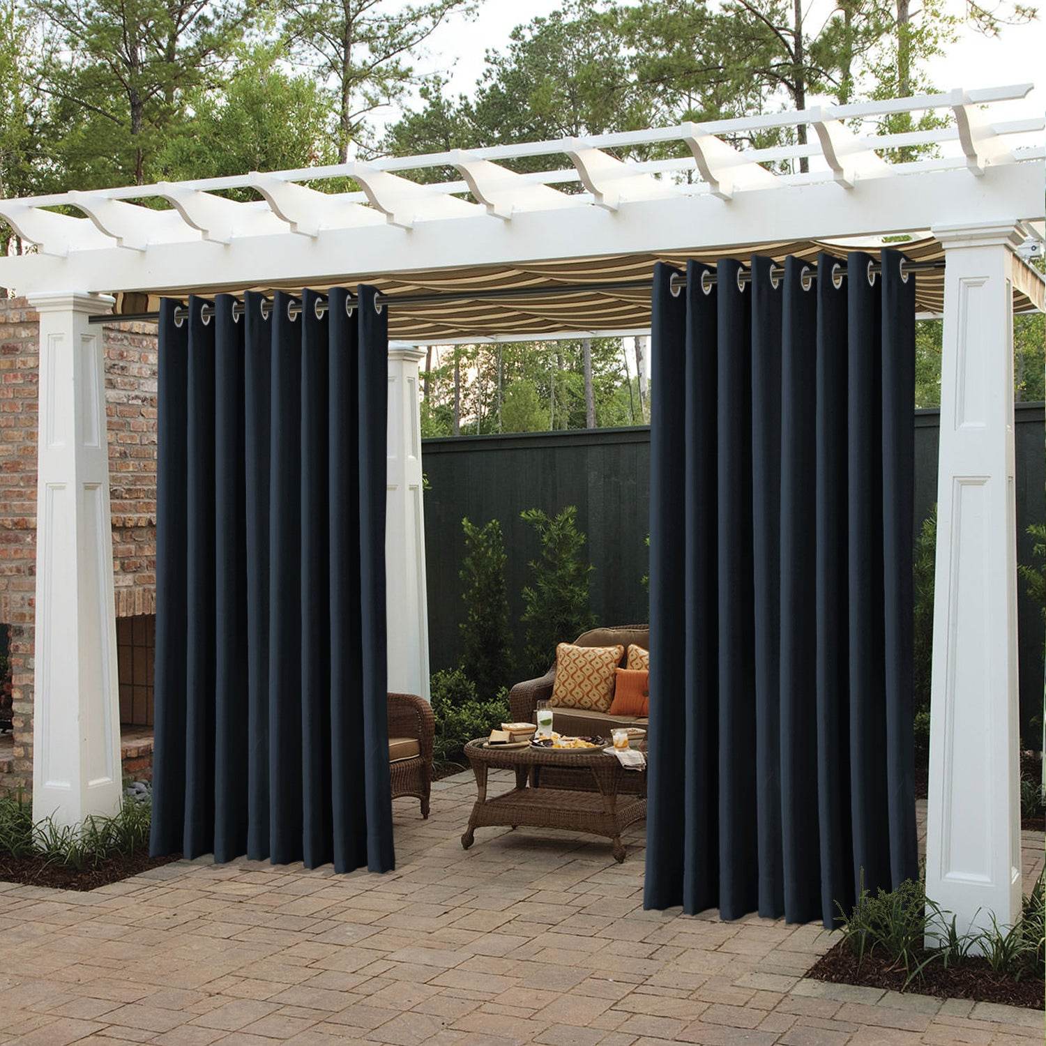 Rose Extra Wide Outdoor Curtains Waterproof Thermal Insulated Blackout Top Grommet - Cololeaf